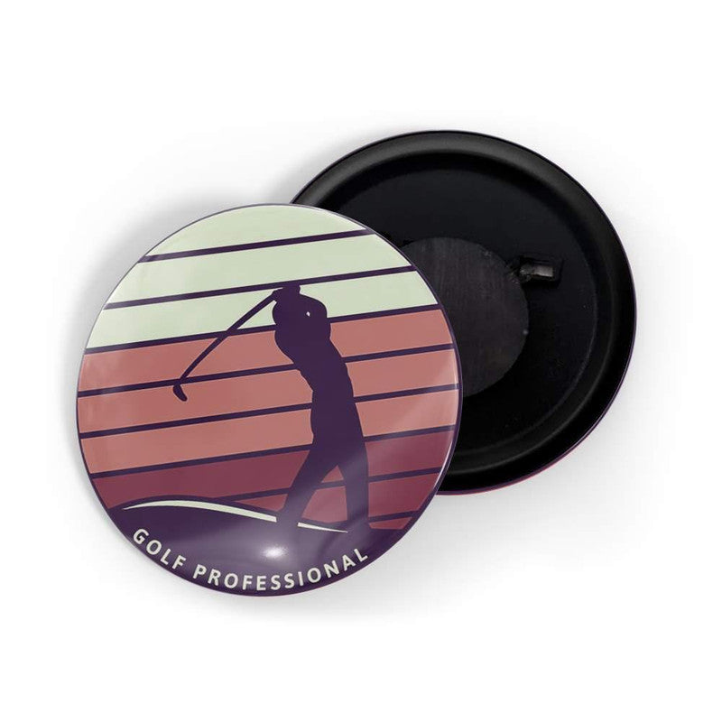 dhcrafts Blue color Round Fridge Magnet Golf Proffessional Glossy Finish Design Pack of 1 (75 mm)